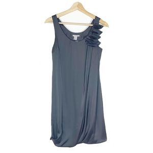 NWT H&M Bubble Satin Cocktail Dress Sleeveless Pleated Gray Sz 4